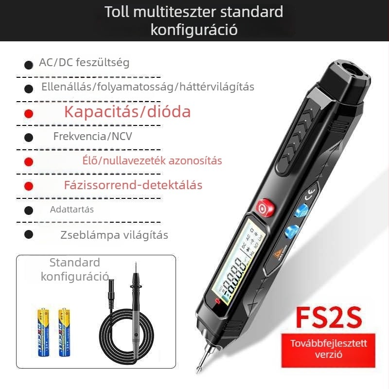 Intelligens elektromos toll teszter digitális multiméterrel — magas pontosságú feszültségmérés, többfunkciós, vezeték megszakításának észlelése