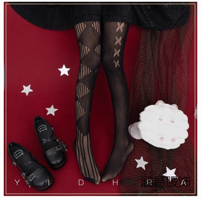 Dream Witch eredeti Lolita harisnyanadrág háló mintával, klasszikus Halloween goth stílus