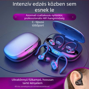Type-C Bluetooth fülhallgató, fülre akasztós dizájn, sztereó kettős fülhallgató sporthoz, vezeték nélküli, kompakt telefonokhoz, futáshoz ideális, hosszú üzemidő
