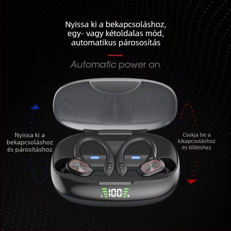 Type-C Bluetooth fülhallgató, fülre akasztós dizájn, sztereó kettős fülhallgató sporthoz, vezeték nélküli, kompakt telefonokhoz, futáshoz ideális, hosszú üzemidő