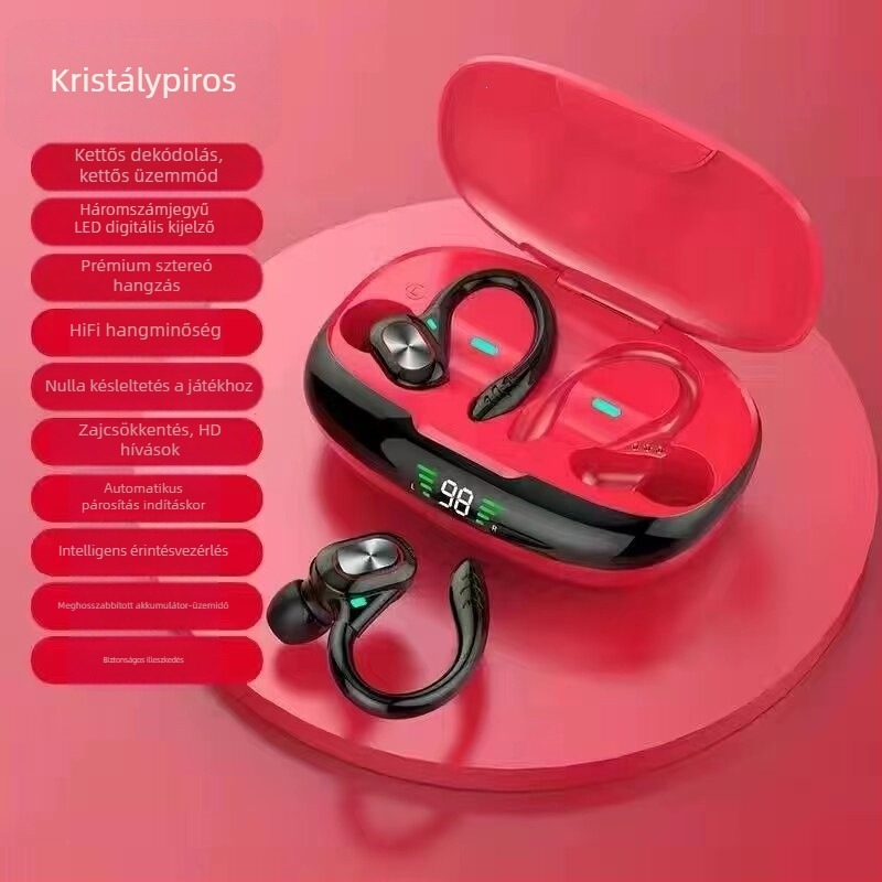Type-C Bluetooth fülhallgató, fülre akasztós dizájn, sztereó kettős fülhallgató sporthoz, vezeték nélküli, kompakt telefonokhoz, futáshoz ideális, hosszú üzemidő