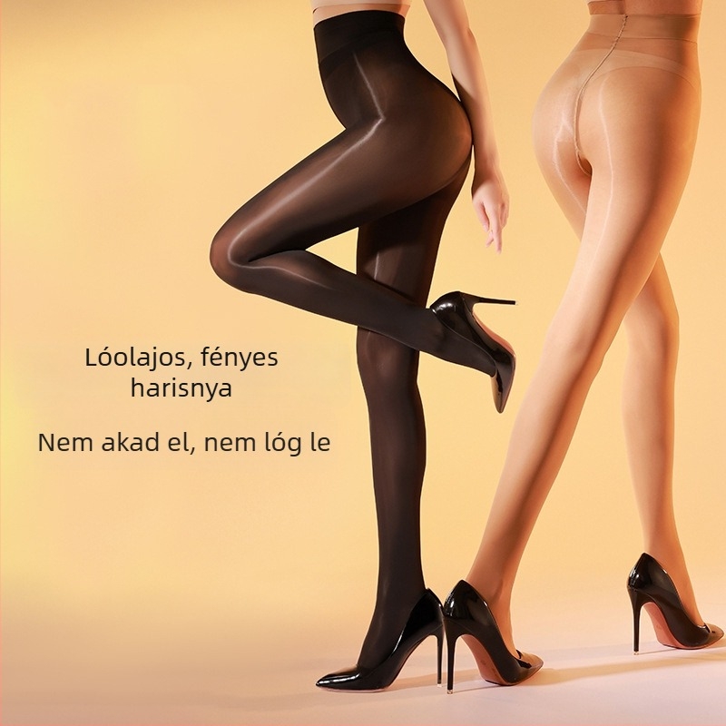Landa 40D vékony nylon harisnya, anti-snag, fényes fekete, T-crotch dizájnnal, szexi nőknek