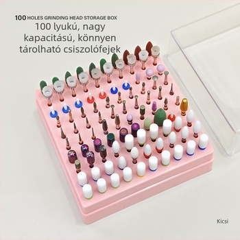 100-lyukú csiszolófej tároló doboz bemutató állvánnyal
