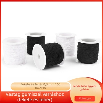 Fekete és fehér elasztikus varrófonal szoknya plisírozáshoz, spandex maggal