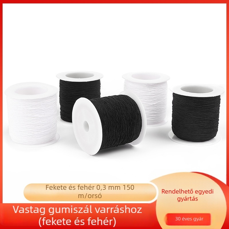 Fekete és fehér elasztikus varrófonal szoknya plisírozáshoz, spandex maggal