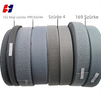 Poliészter Velcro szalag ruházathoz, zárás hook-and-loop, ezüstszürke és sötétszürke, több méret kapható