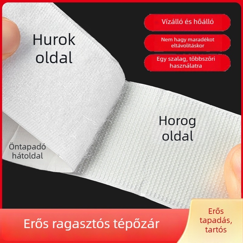 Önadhéziós Velcro szalag függönyök és képernyők rögzítésére, horog- és hurkoló zárás