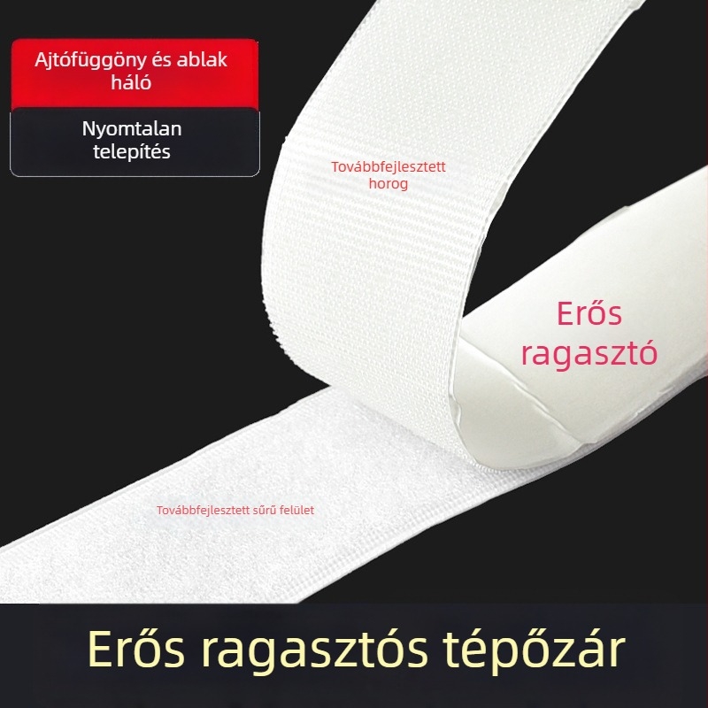 Önadhéziós Velcro szalag függönyök és képernyők rögzítésére, horog- és hurkoló zárás