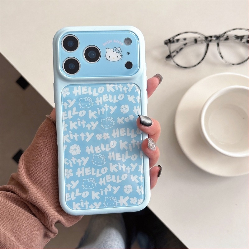 KT Cat színváltós telefontok iPhone 15/14 és 16/17 Pro Max-hoz — rajzfilm stílus, ütésálló