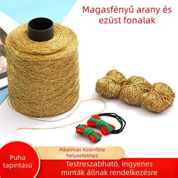 Arany dekoratív fonal DIY kézi horgoláshoz, hajcsat anyagcsomag