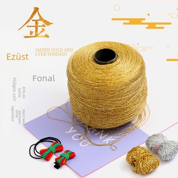 Arany dekoratív fonal DIY kézi horgoláshoz, hajcsat anyagcsomag