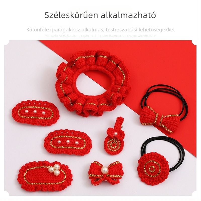Arany dekoratív fonal DIY kézi horgoláshoz, hajcsat anyagcsomag