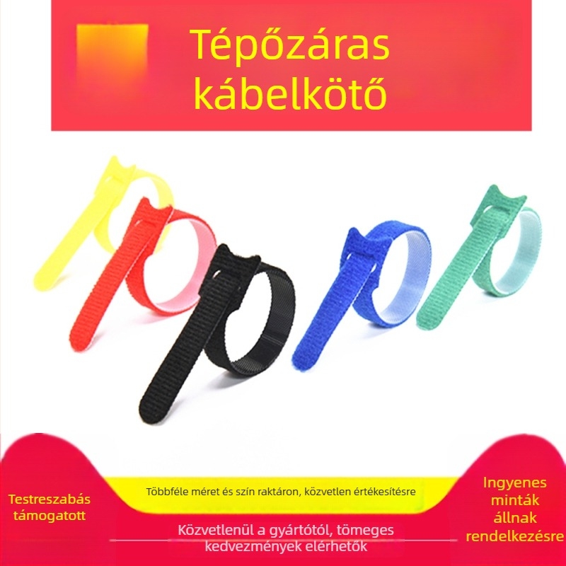 Velcro szalagok kábelek rendezésére – színes nejlon pántok, kétoldalas Velcro zárások az autóüléshez és a kábelek rendszerezéséhez