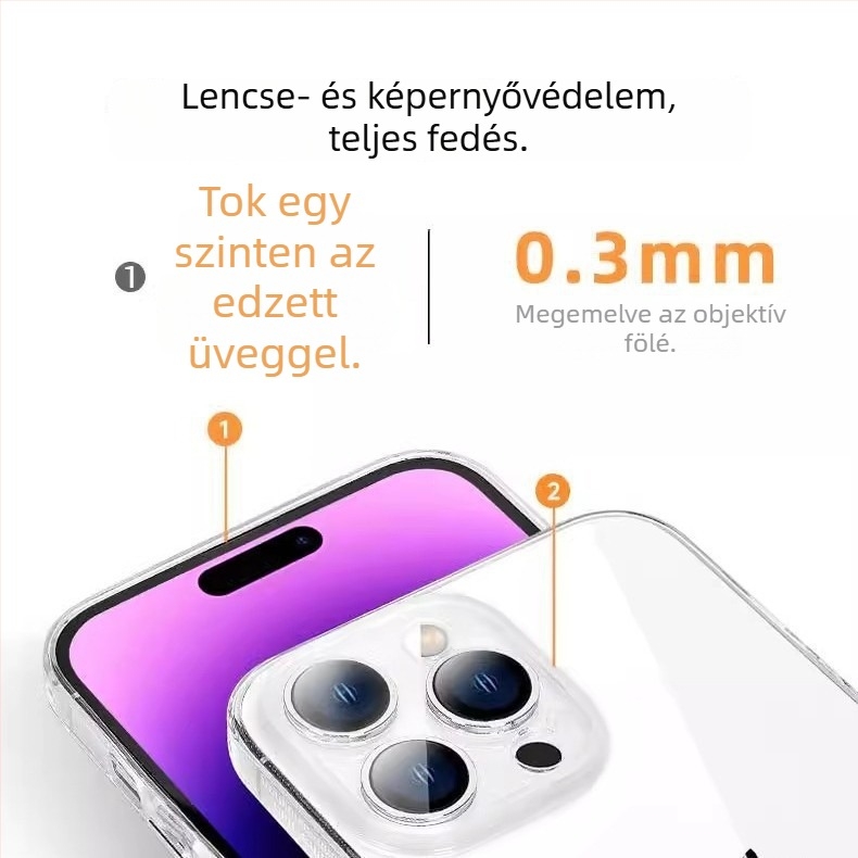 Ultra vékony Bayer puha tok iPhone 17 Pro Max számára — átlátszó TPU borítás precíz fém gomblyukakkal