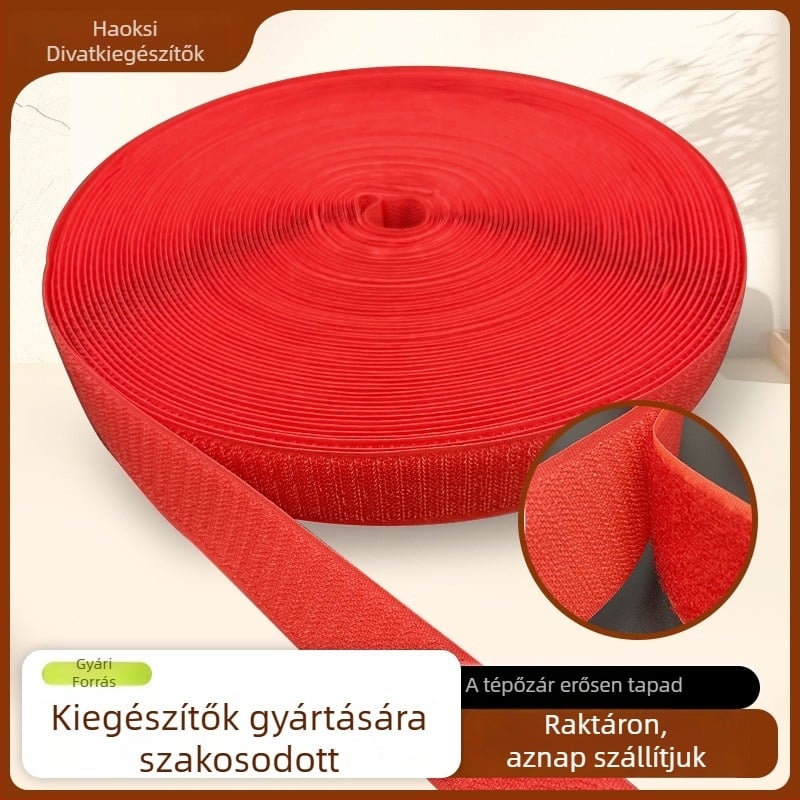 Piros nylon Velcro szalag táskákhoz, cipőkhöz és sapkákhoz
