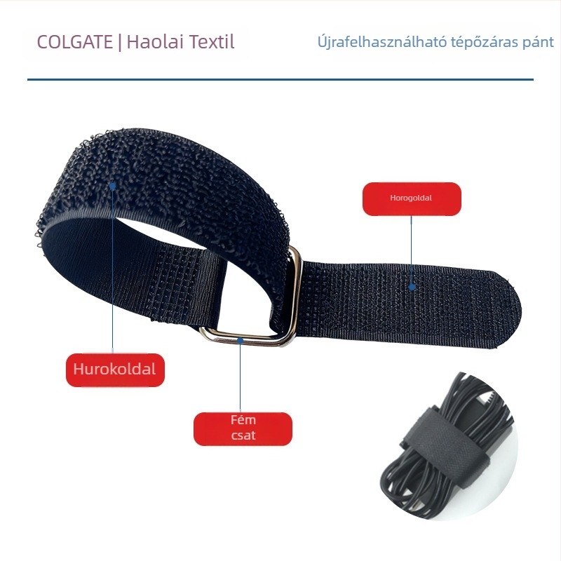 Velcro szalag fémcsattal áruk tárolására és szállítására