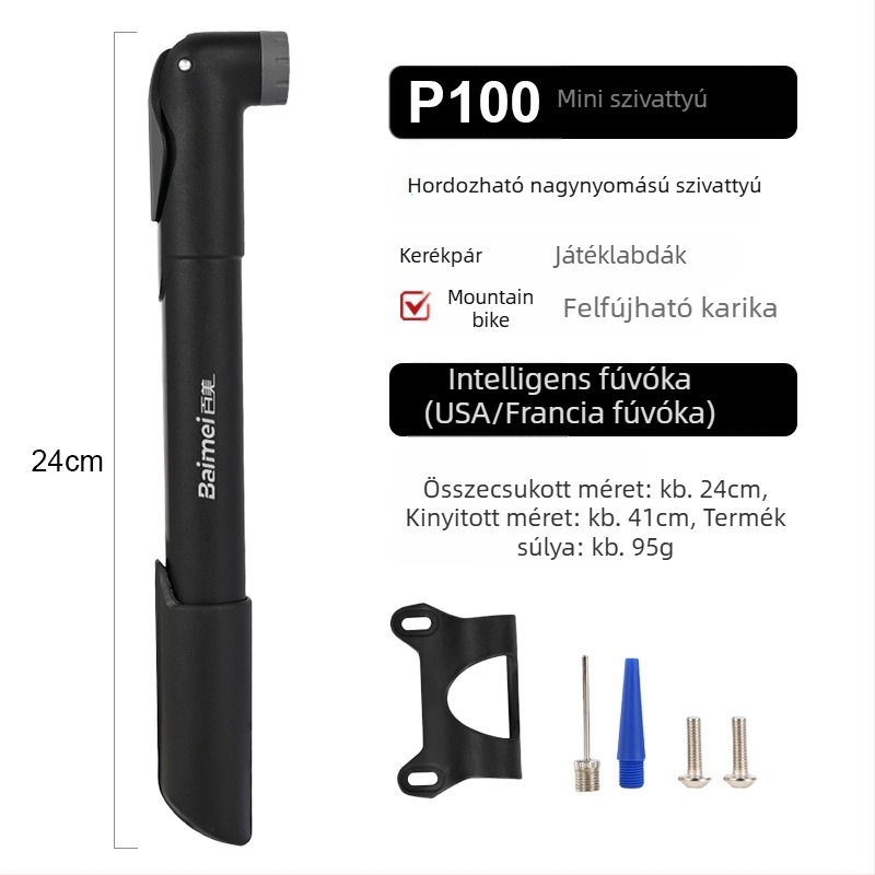 Magasnyomású mini pumpa kosárlabdához és futballhoz, hordozható kézi pumpa mountain bike-hez és országúti kerékpárhoz