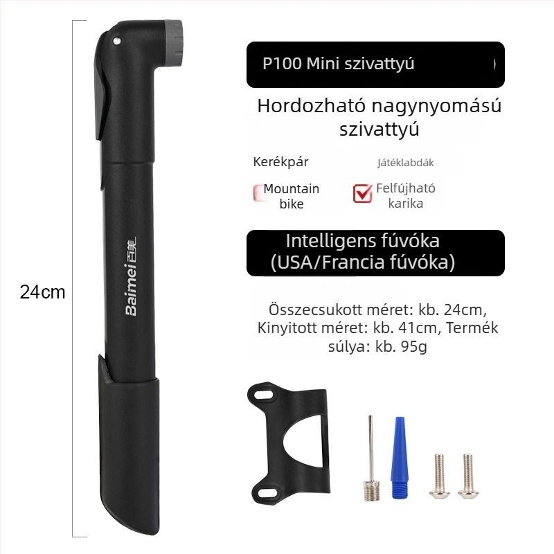 Magasnyomású mini pumpa kosárlabdához és futballhoz, hordozható kézi pumpa mountain bike-hez és országúti kerékpárhoz