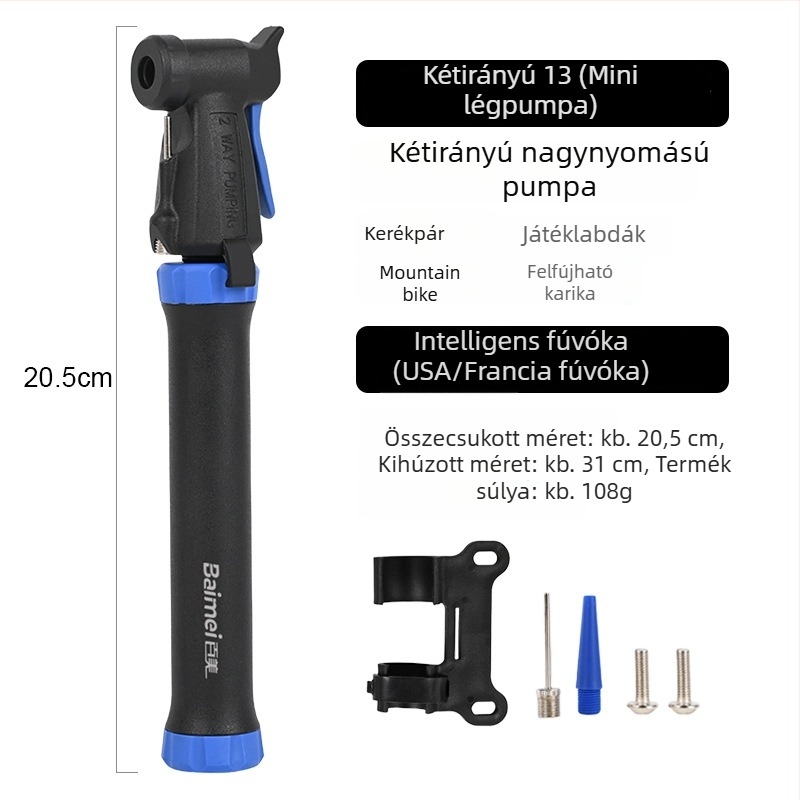 Magasnyomású mini pumpa kosárlabdához és futballhoz, hordozható kézi pumpa mountain bike-hez és országúti kerékpárhoz