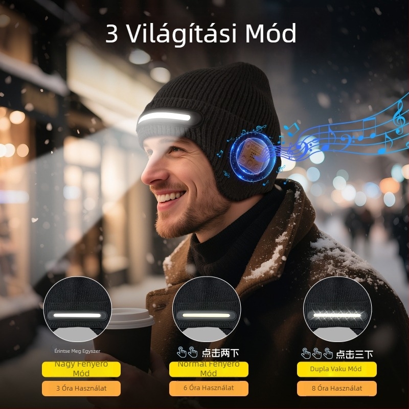 TK LED világító sapka Bluetooth zenével, kreatív fénylő sapka, modell TR-BTD3