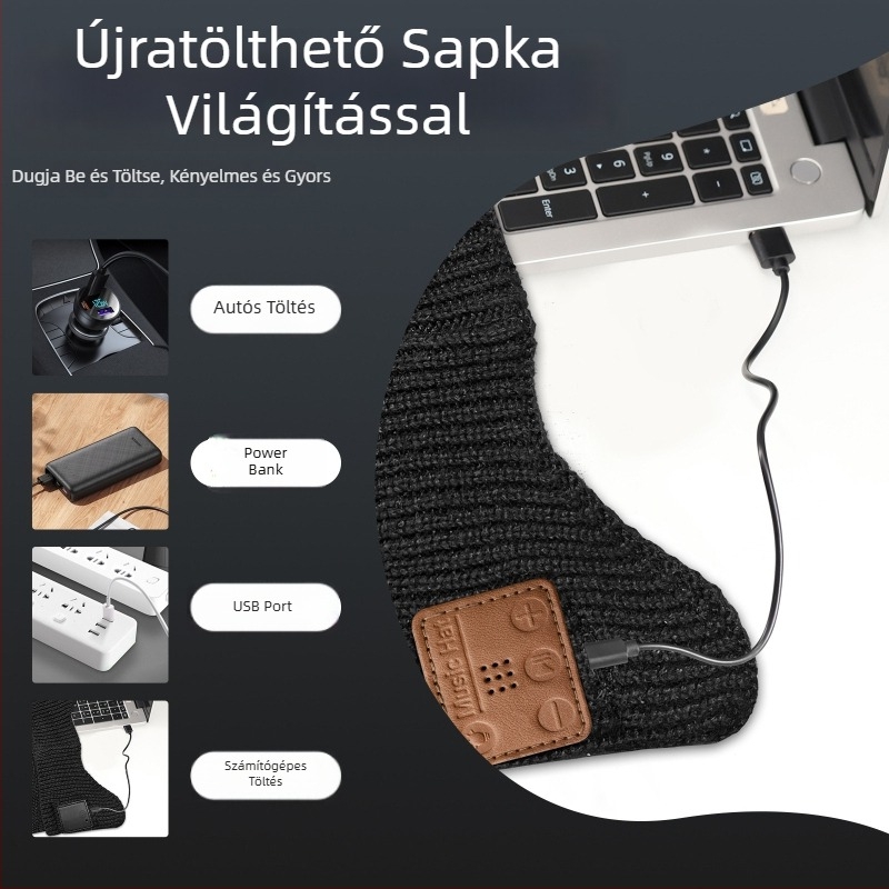 TK LED világító sapka Bluetooth zenével, kreatív fénylő sapka, modell TR-BTD3