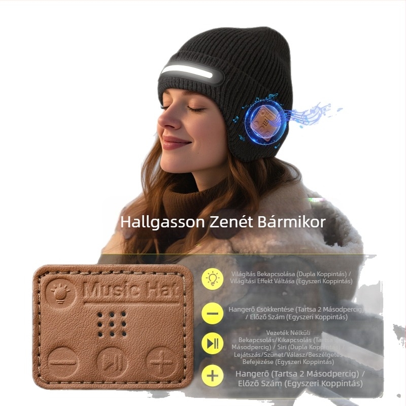 TK LED világító sapka Bluetooth zenével, kreatív fénylő sapka, modell TR-BTD3