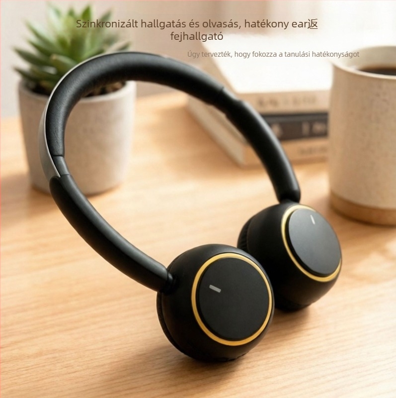 Fejre szerelt Bluetooth fejhallgató angol tanuláshoz LED világítással és valós idejű hallgatással