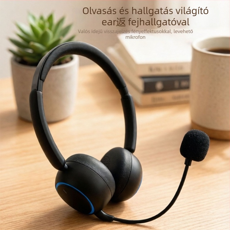 Fejre szerelt Bluetooth fejhallgató angol tanuláshoz LED világítással és valós idejű hallgatással