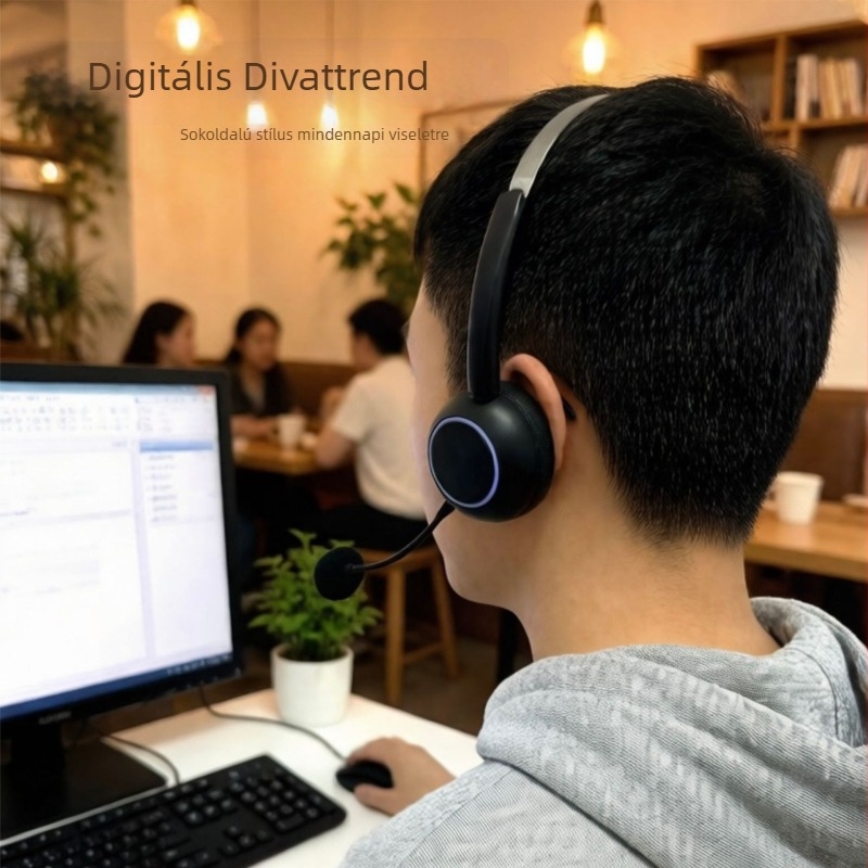 Fejre szerelt Bluetooth fejhallgató angol tanuláshoz LED világítással és valós idejű hallgatással