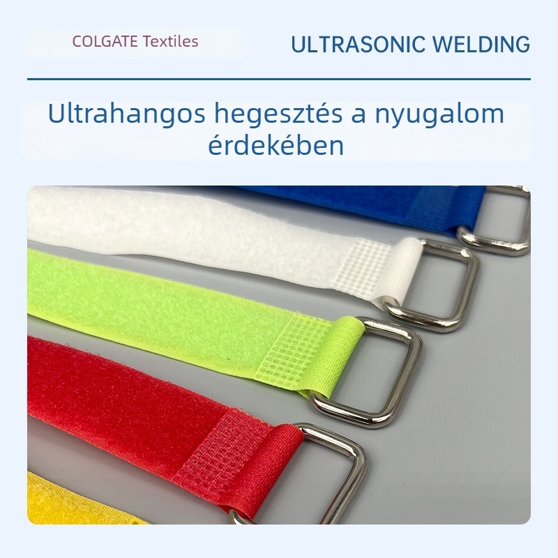 Színes Velcro-kábelrendező szalag, öntapadós, visszafordítható csattal, adat- és fejhallgatókábelekhez