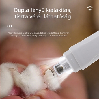 Magas teljesítményű elektromos körmös háziállatok számára, újratölthető, kutyáknak és macskáknak, világítással és állítható sebességgel