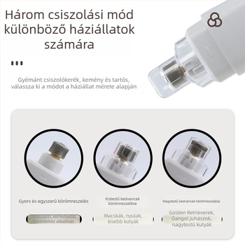 Magas teljesítményű elektromos körmös háziállatok számára, újratölthető, kutyáknak és macskáknak, világítással és állítható sebességgel
