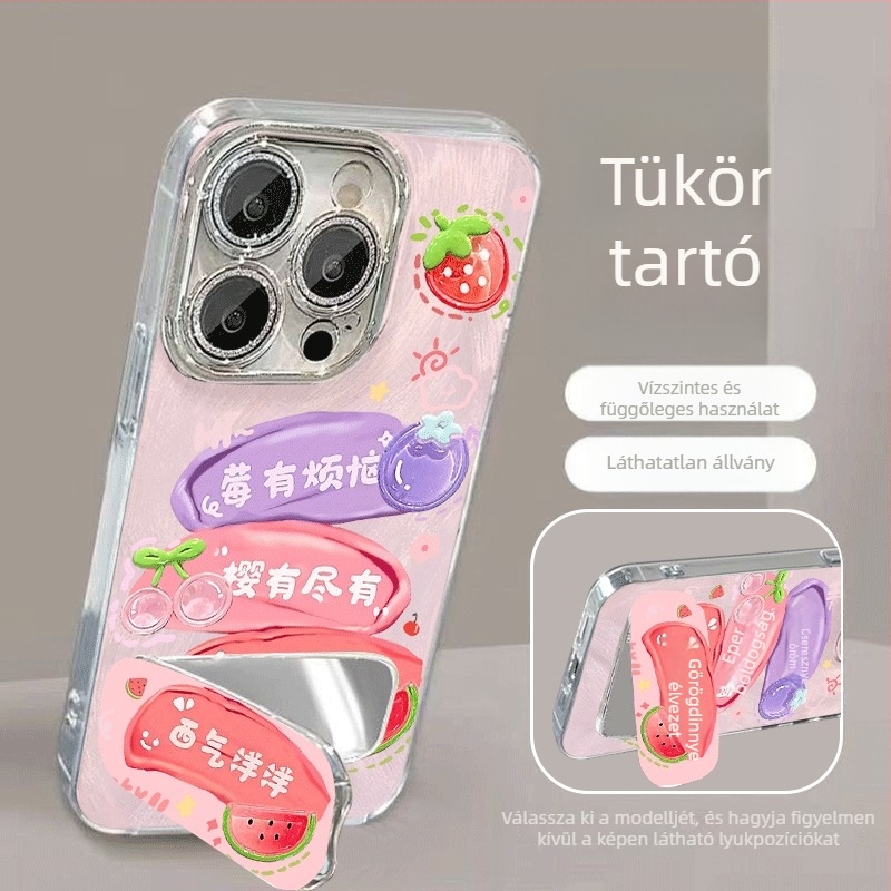 Berry tükrös tartó iPhone 15 és 16 Pro Max tokhoz – friss, minimalist stílus