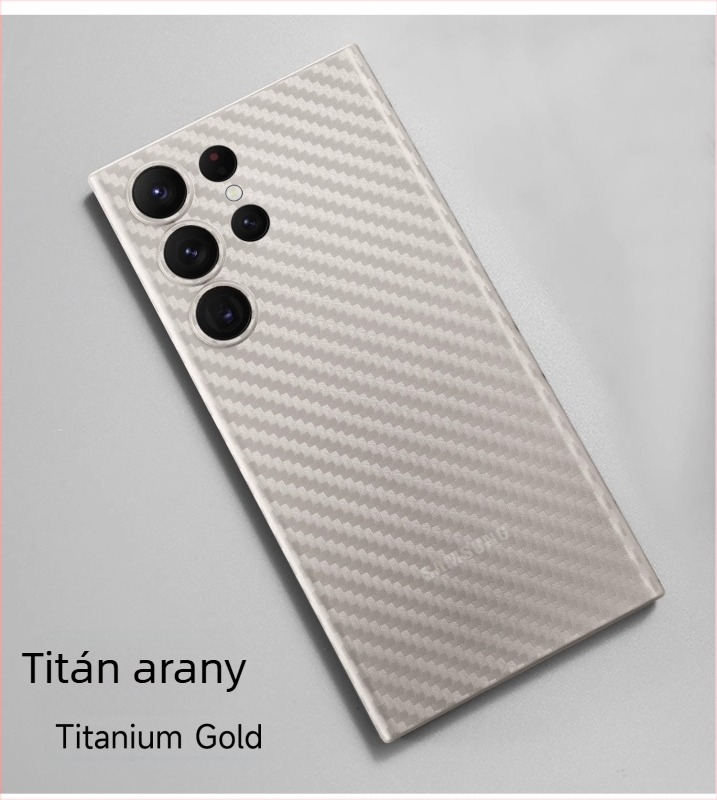 Samsung S25 Ultrahoz ultra vékony PP tok Kevlar szénszálas textúrával, teljes védelem, ütésálló, arany vagy fekete