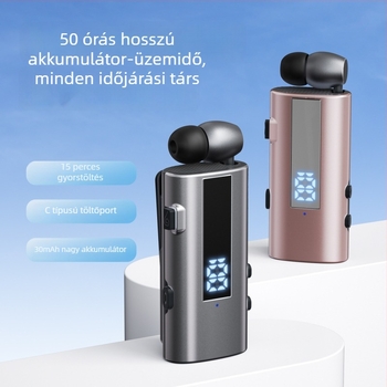 K92 lavalier Bluetooth fülhallgató, ultra-hosszú üzemidő, IPX5 vízálló, zajcsökkentés, hangvezérlés, digitális kijelző, mono
