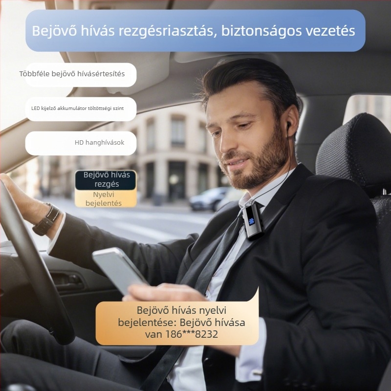K92 lavalier Bluetooth fülhallgató, ultra-hosszú üzemidő, IPX5 vízálló, zajcsökkentés, hangvezérlés, digitális kijelző, mono
