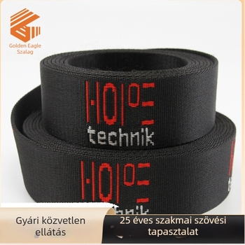 Megvastagított, erős kötött jacquard poliészter vállpánt betűlogóval, nylon-imitacióval, matt felület, nagy sűrűségű kiegészítő