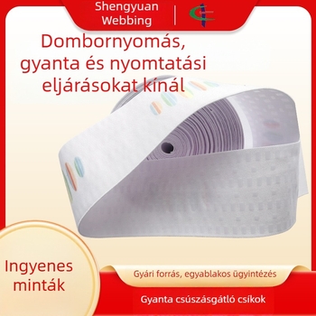 Csúszásmentes, színes domborított logóval ellátott szilikon kötött elasztikus szalag epoxibevonattal