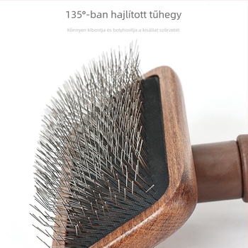 Fából készült kisállatgrooming-kefe macskáknak és kutyáknak – laza szőr eltávolítása és a hosszú szőrzet fésülése