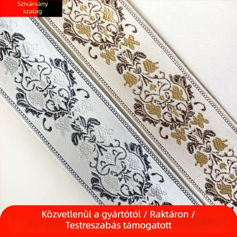 9 cm széles dekoratív szalag fűtőtasakokhoz - nyomtatott szövött él, színes kötött anyag