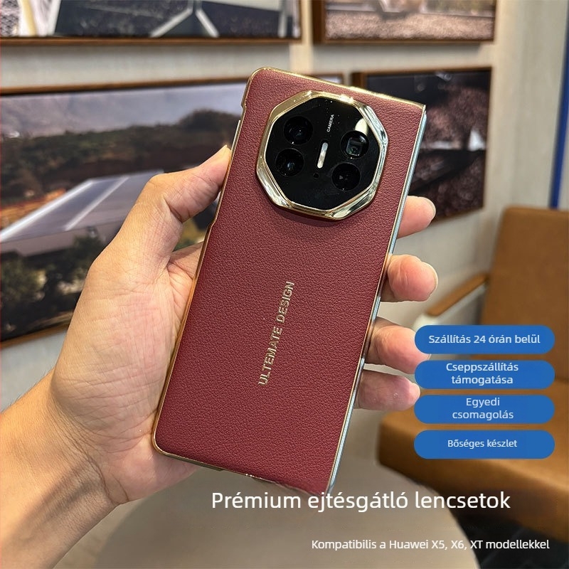 Huawei X5X6-hoz készült védőtok PU bőr és elektroplatírozott arany felülettel, minimalist stílus, természetes érzet érintésre, magas minőség, strapabíró, ütésálló
