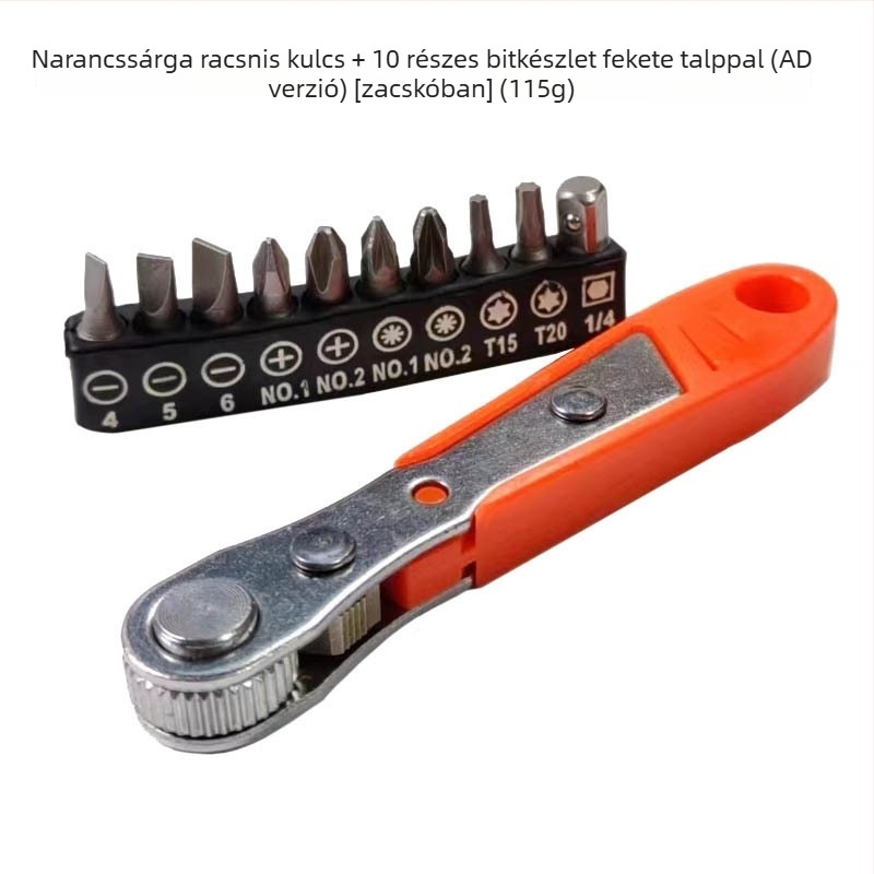WM Mini 36-dontos racsnis csavarhúzó, kompakt bit-tartóval, előre- és hátra forgás, L‑alakú kulcs