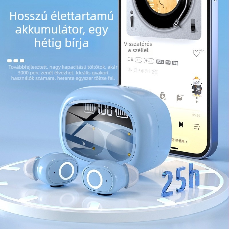 S9 Bluetooth valódi vezeték nélküli fülhallgatók, in-ear, 5,3‑as átlátszó intelligens digitális kijelzővel, zajcsökkentés, 4-8 óra üzemidő