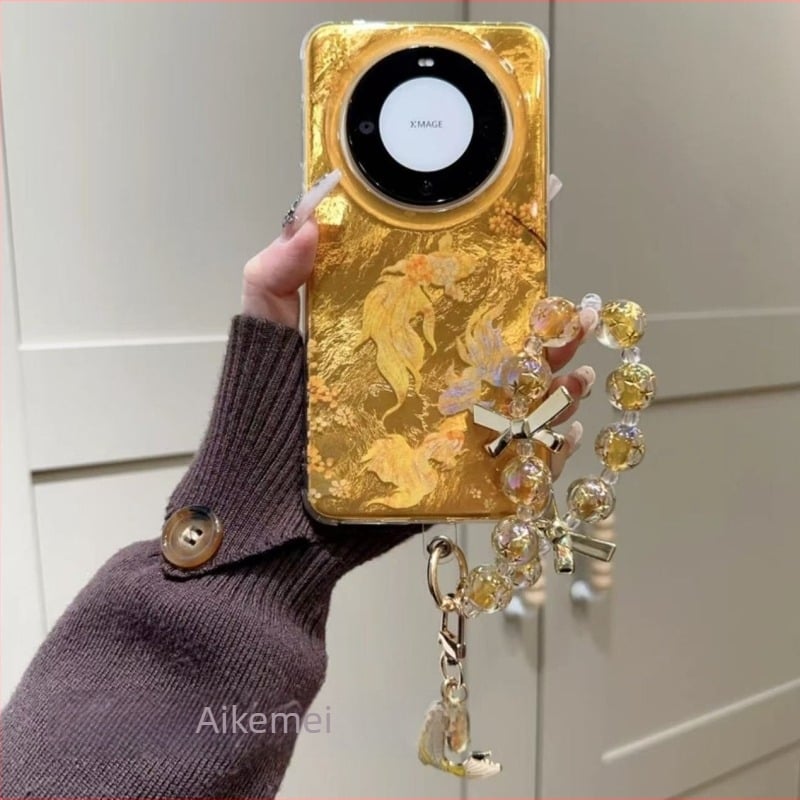 Újévi begónia virág és koi lánc Huawei Pura70pro telefontokhoz, Mate50/60 kompatibilis