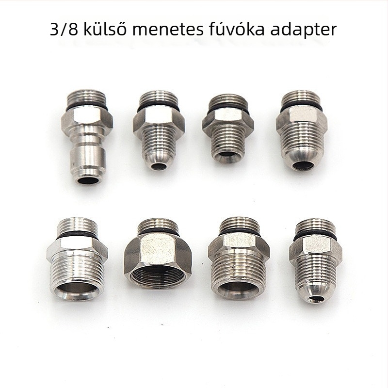Rozsdamentes acél menetes végcsatlakozó nagy nyomású vízipisztolyhoz, G3/8-tól M14/M18/M22-ig belső és külső menetek