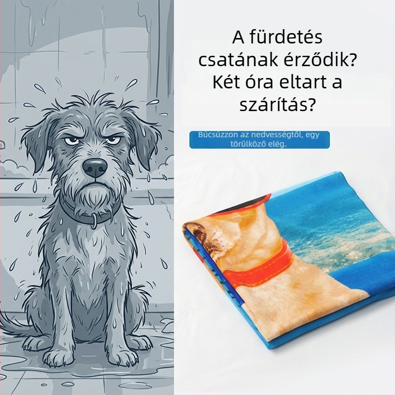 Korall bársonyos háziállat-törölköző, puha és gyorsan száradó, kutyák és macskák számára, több méretben