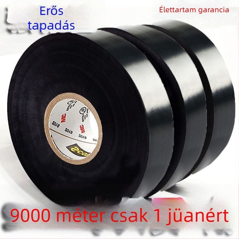Elektromos szigetelő szalag, lángálló, fekete-fehér, magas hőmérséklet-tűrés, kopásálló, nagy tapadóerő