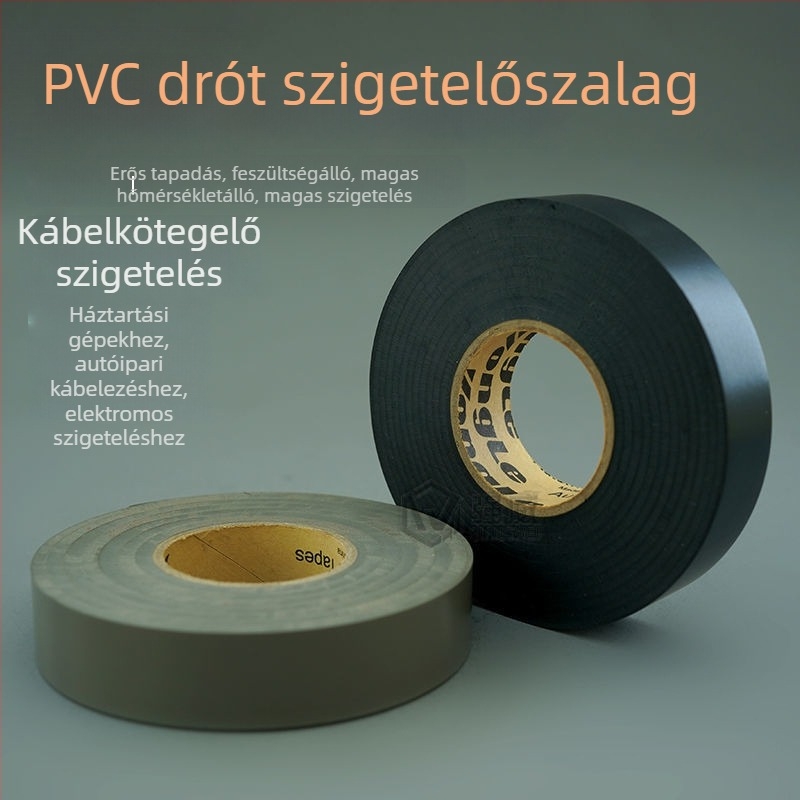Elektromos szigetelő szalag, lángálló, fekete-fehér, magas hőmérséklet-tűrés, kopásálló, nagy tapadóerő