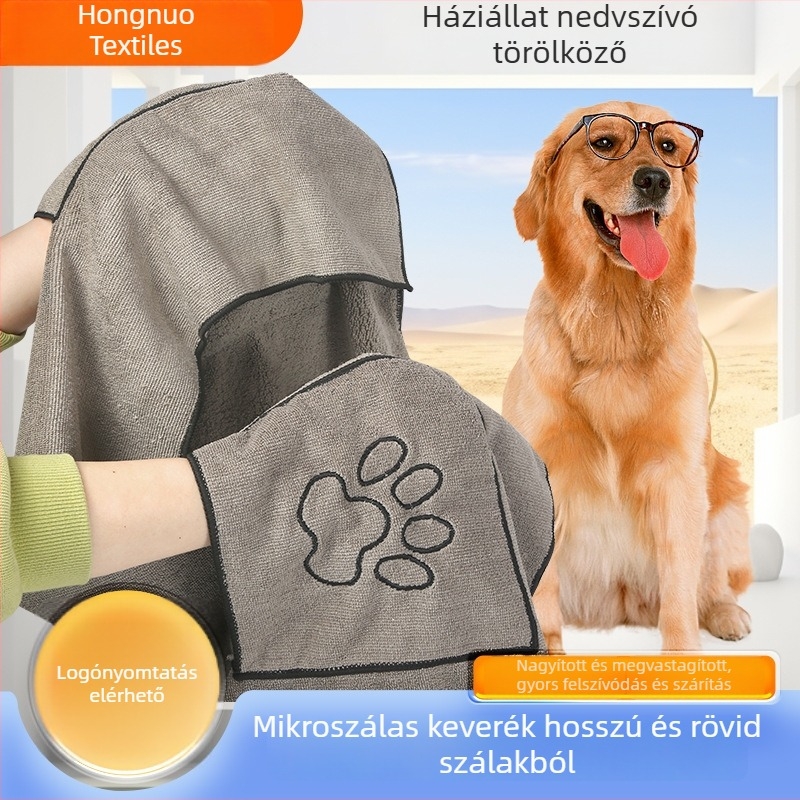 Háziállatok számára mikroszálas nedvszívó törölköző – hosszú és rövid szőrre, gyors száradás, nem ragad a szőr