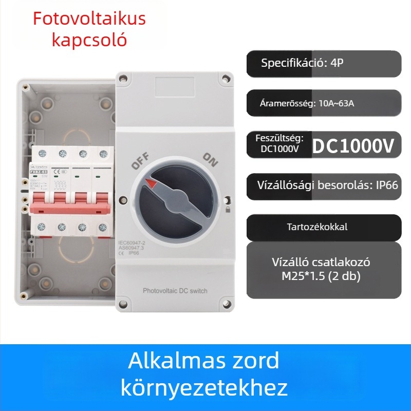 4P32A DC fotovoltikus izoláló kapcsoló, kültéri vízálló, DC 750 V tápellátás-kikapcsoló